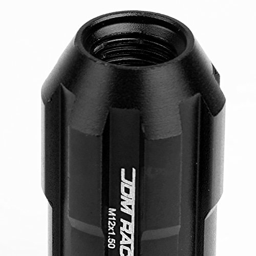 Image of DNA MOTORING LN-ZTL-9025-15-BK 20Pcs M12 x 1.5 Open End Style Wheel Lug Nuts w /Deep Drive Extension Adapter, 24mm OD /50mm H, Black