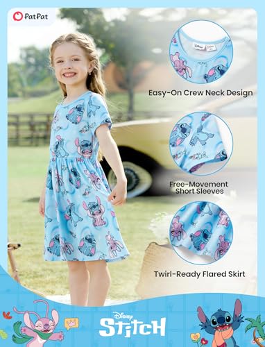 Image of Disney Minnie Mouse Princess Frozen Elsa Stitch Girls Dress Sleeveless & Short Sleeve Casual Summer Clothes Baby to Toddler