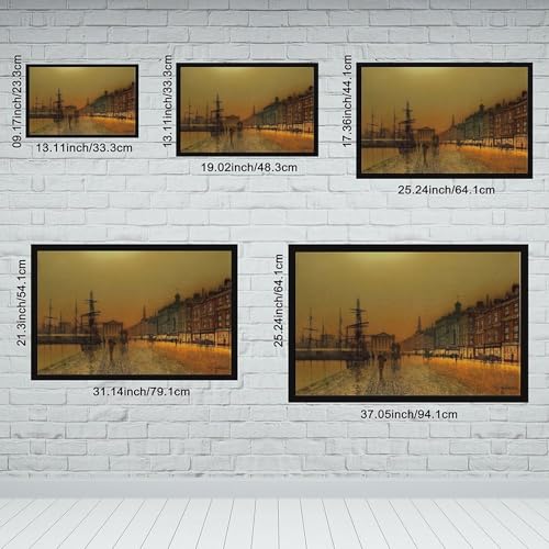 Greenock Harbour, Scotland at Night de John Atkinso Impression Toile Premium Cadre Bois