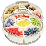Yipaga 2 Pack Snackle Box Container, Divided Serving Tray with Lid and Handle, Portable Clear Snack Box Container Organizer for Charcuterie, Veggie, Fruits, Candy, Snacks Party, Travel, Picnic