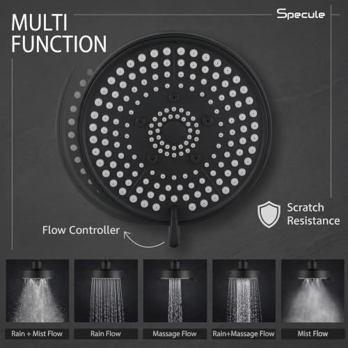 Image of Matte Black 3 in 1 Wall Mixer Shower Set with L Bend, 5 Flow Overhead Shower, Hand Shower Set| Bathroom Shower Kit for Hot & Cold Water