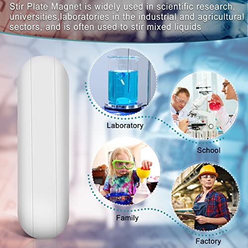 Image of Weewooday 2 Pieces PTFE Magnetic Mixer Stirrer Bar, White Color Stainless Steel Laboratory PTFE Stir Plate Bar, Mixing Plate Magnet Stick (30 Mm / 1.18 Inch)