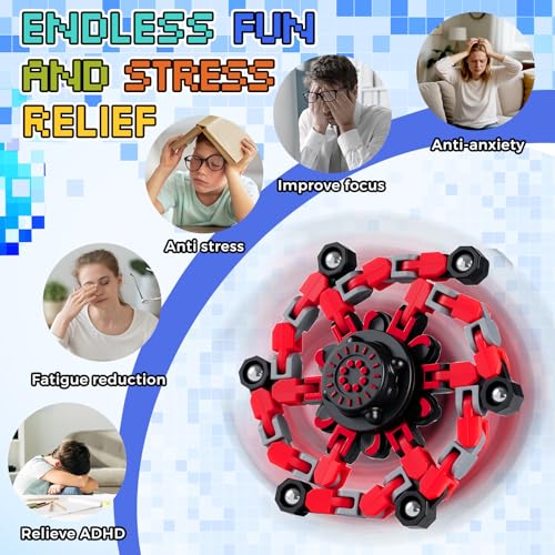 Image of 24PCS Transformable Fidget Spinners,Bulk Sensory Fidget Stress Relief Toys for Kids Boys Girls Age 8-13 Fingertip Gyros Party Favors Birthday Gifts for Teens Travel Toys