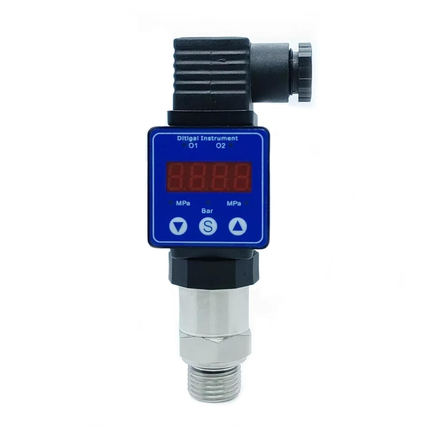 Oil Water Gas Pressure Transmitter with LED Display M20*1.5 12-36V 4-20mA 0-600bar Optional Stainless Steel Transducer Sensor(0-8bar)