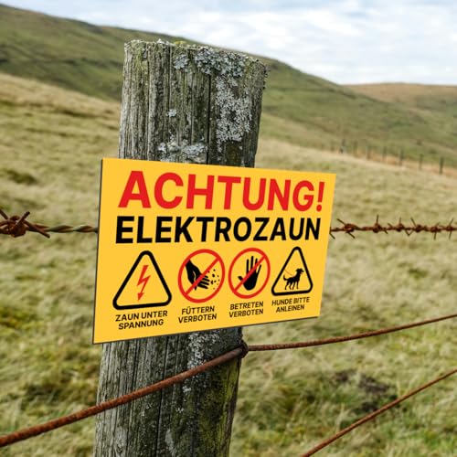 Weidezaun Schild Warnschild Elektro Zaun Füttern verboten & Betreten verboten 20x12 cm inklusive Kabelbinder (1)