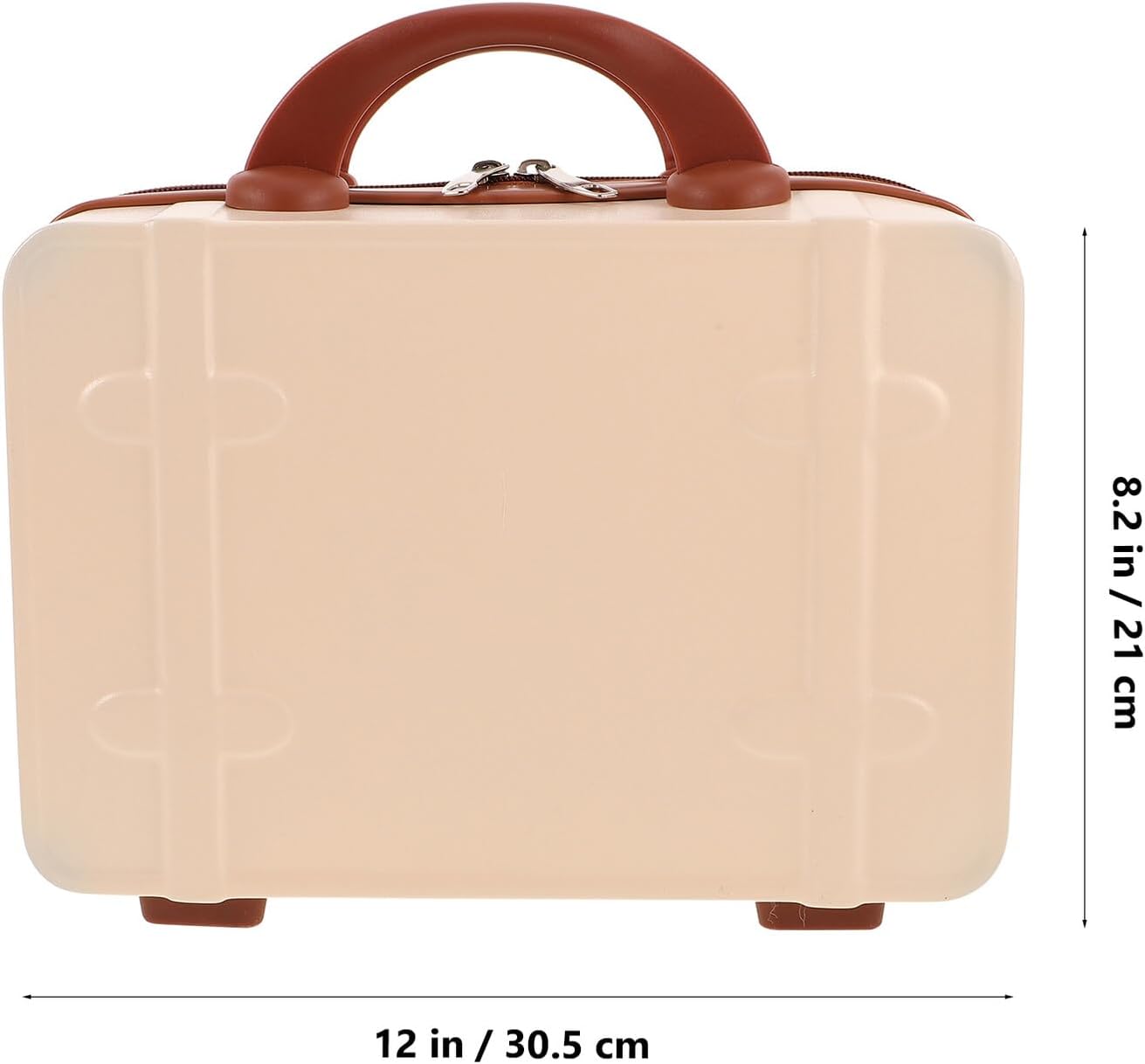Ciieeo Retro Makeup Train Case 14-inch Mini Makeup Luggage Portable Cosmetic Carrying Case for Women Travel Vanity Organizer in Light Beige