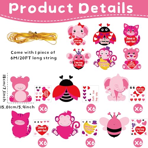 Cadeau chrétien pour enfants : 36 kits d'artisanat animaux cœur de Jésus - 2