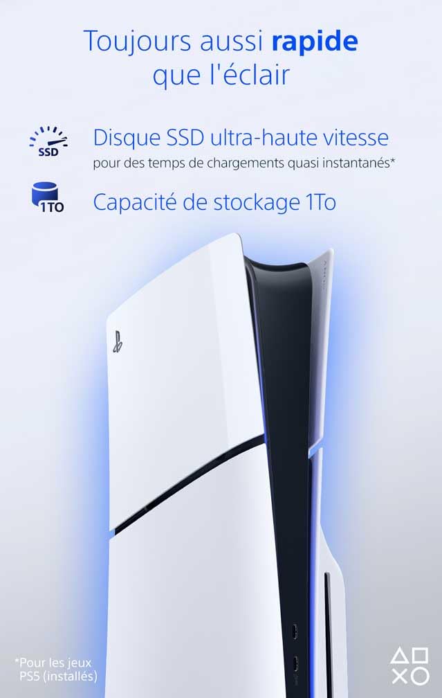 Sony, Console PlayStation 5 Édition Standard 1 To avec lecteur Blu-ray 4K, SSD Ultra-Rapide, Audio 3D, Ray Tracing, 1 Manette DualSense avec Retour Haptique et Gâchettes Adaptatives, Couleur : Blanche