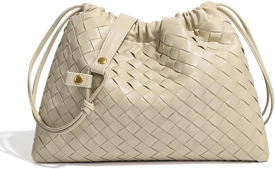 Woven Large Crossbody Bags for Women Trendy Soft Leather Shoulder Tote Purses