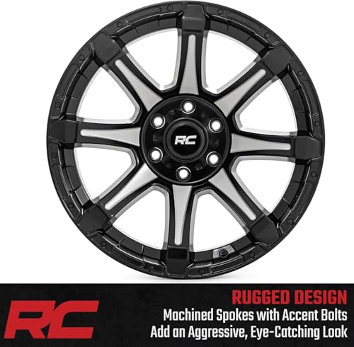 Rough Country 81 Series One-Piece 20x9 | 5x5.5 | +0mm Offset-81200914M Gloss Black Wheel with Machined (20 x 10. inches /5 x 5 inches, 0 mm Offset) - Thumbnail 3