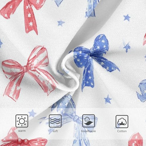 Wusikd Red White Blue Bows Girls' Underwear Cotton Watercolor Girls Briefs Soft Toddler Underwear 2T3