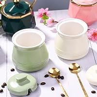 Vista 4 de Azucarero con tapa y cuchara, tazón de azúcar de cerámica, contenedor de azúcar multifunción para especias, tarro de sal, condimentos, tarro