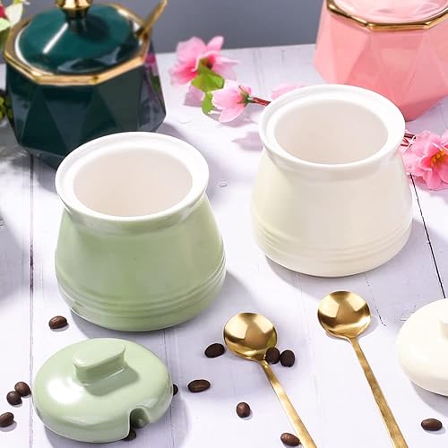Miniatura 4 de Azucarero con tapa y cuchara, tazón de azúcar de cerámica, contenedor de azúcar multifunción para especias, tarro de sal, condimentos, tarro de