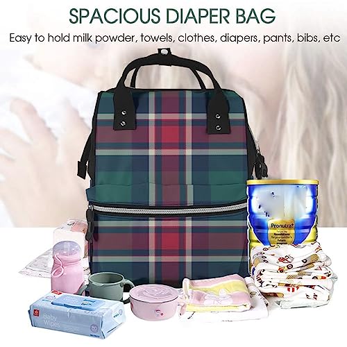 Sac à dos à couches imperméable style écossais multicolore pour parents - 5