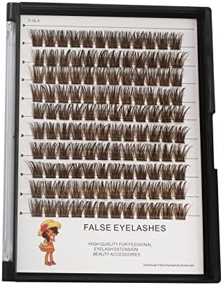 Vayator D Curl 0.07mm Brown 120pcs Wide Cluster 10-20mm To Choose Professional Makeup Individual Cluster Home DIY Eyelashes Grafting Eyelash Extension (brown-12mm)