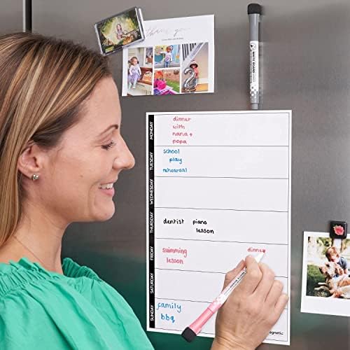 Magnetic Innovations A4 Fridge Weekly Planner Whiteboard, Ideal for Notes, Meal Planning and Reminders