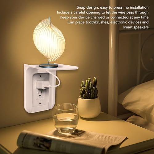 2Set Outlet Shelf, Horizontal Outlet Shelf Wall Mounted Charging Shelf Phone Charging Holder for Bathroom Kitchen Bedrooms by Beufee - Image 3