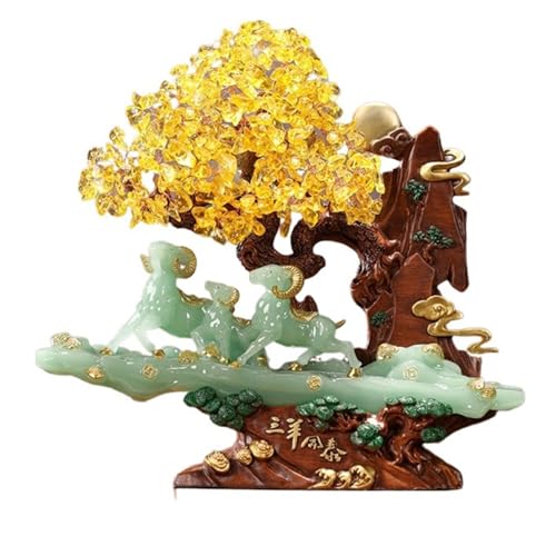 Borddekoration Handgjorda ädelstensträd Kristalldekoration – Feng Shui Money Tree Bonsai andlig gåva – Kristallträd av livet, konstgjorda träd for heminredning, vardagsrum, barskåp och entré Tur(Blue,