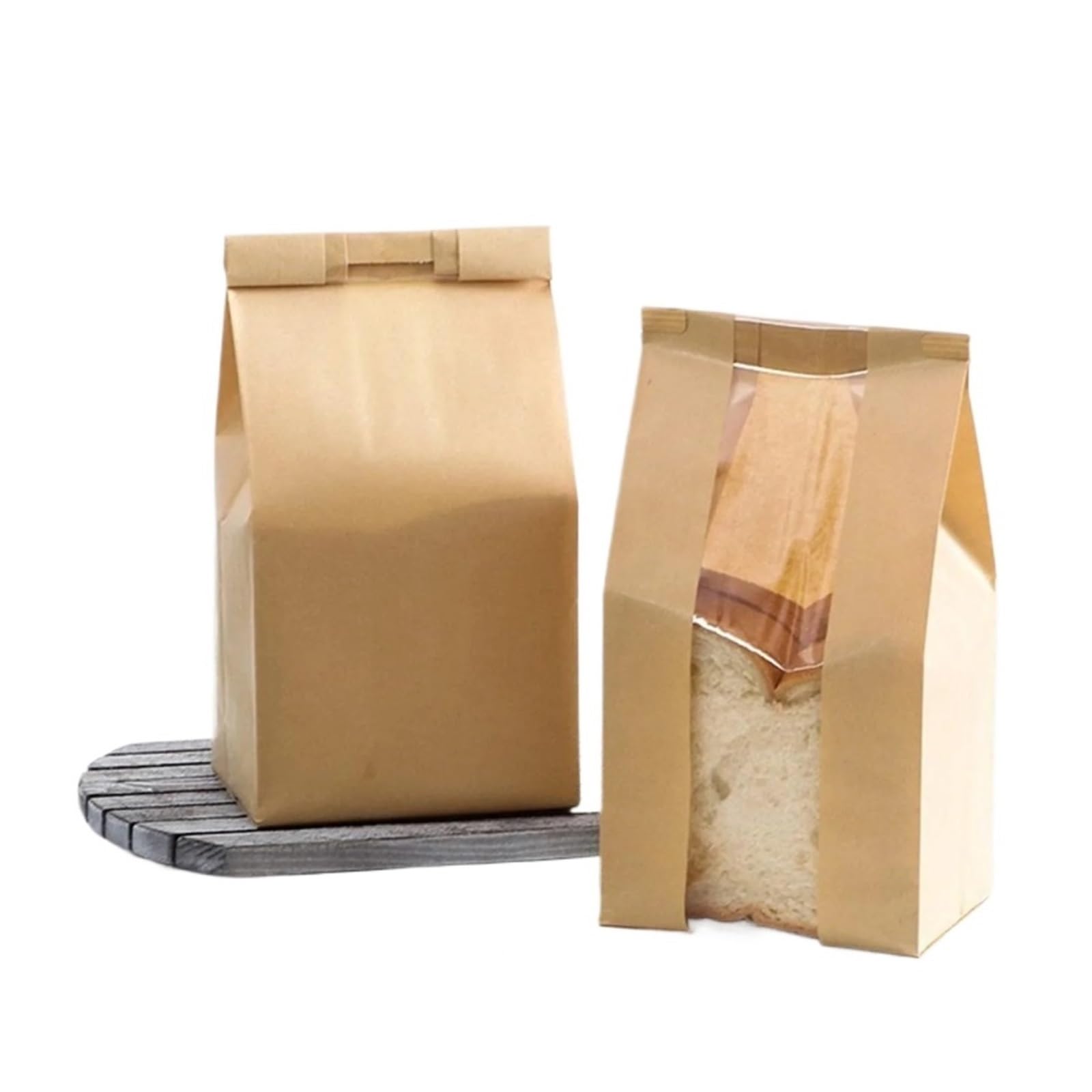100Pcs Large Paper Bread Bags With Windows For Packaging Storage Of Baked Goods Outdoor Party Portable for Bread(M)