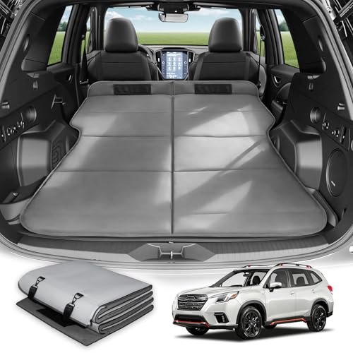 Image of SUV Trunk Car Bed for Subaru Forester, Foldable Non-Inflatable Soft Foam Mattress, Thick Foam Camping Sleeping Pad for SUV Cargo Area, Portable Car Camping Bed for Overlanding with Carry Bag, Gray