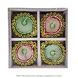 Vibrantes Wachs-Diya-Set (Packung mit 4) – Aufwendig gestaltete Diyas mit funkelnden Akzenten – Perfekt für Diwali, Festliche Dekoration und Besondere Anlässe – Hergestellt in Indien