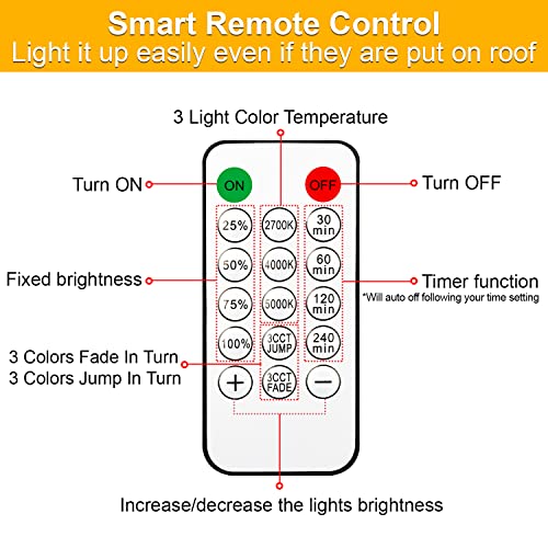 Mlambert 3-Color In 1 Dimmable Solar String Lights Outdoor,48Ft Led Patio String Lights With Remotes,15 Hanging Sockets,Waterproof Shatterproof,Warm White Daylight White Lights For Backyard,Garden #TOP7