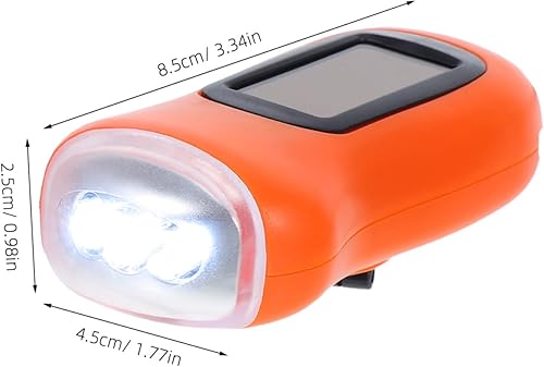 Miniatura 2 de POPETPOP Solar Powered Crank Flashlight Rechargeable Hand Crank Light Portable LED Emergency Lantern for Camping Hiking Outdoor Use Orange