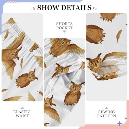 Owl Flying Boys Long Pants Soft Trousers Elastic Waist Kids Lounge Bottoms with Pockets S-XL4