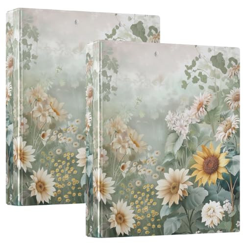 Classeur 3 anneaux en D 3,8 cm floral vintage avec poches pour bureau et école ex2