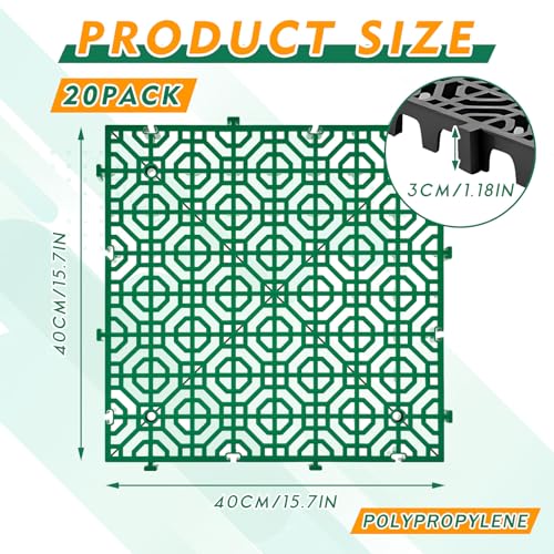 Image of 20 Pcs Ground Protection Mats, Green Interlocking 15.7 x 15.7 in