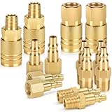 14 Pcs Air Hose Fittings 1/4 Inch NPT, Air Tool Fittings Air Compressor Fittings Quick Connect, Premium Brass Air Coupler And Plug Kit RNSXYAT