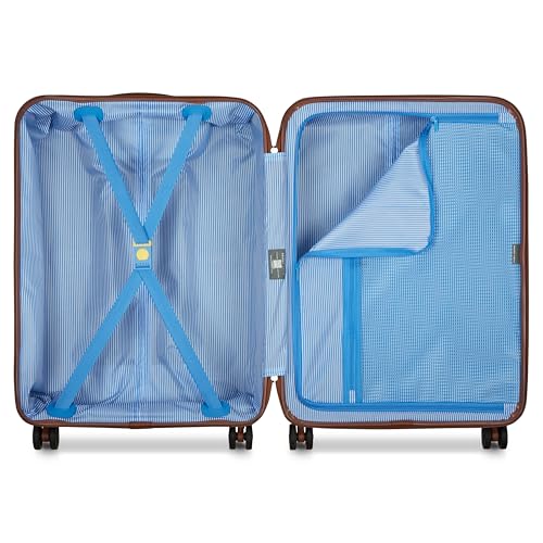 Image of DELSEY PARIS Juliette 65.5 cms Medium Check-in ABS /Polycarbonate Hard Sided 8 Wheels Spinner Suitcase /Trolley Bag for Travel with TSA Lock- Blue