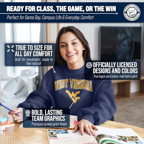 Image of NCAA College Sweatshirt Fleece Crewneck Pullover for Men and Women | Officially licensed NCAA college gameday crewneck pullover - 9 oz fleece lined sweatshirt with arch and logo design