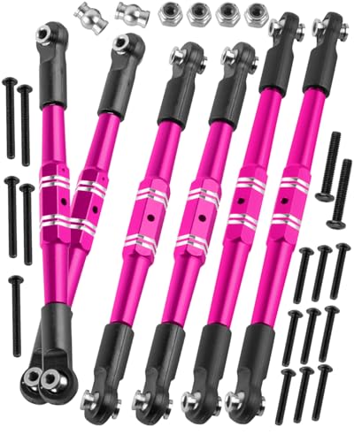 RcarmubWow RC Turnbuckles Tie Rods Linkage Set Upgrades Part for 1/10 Kraton 4x4 4S V2,Outcast 4x4 4S V2,Alloy Aluminium Turnbuckles Camber Links Steering Linkage Rod,Pink