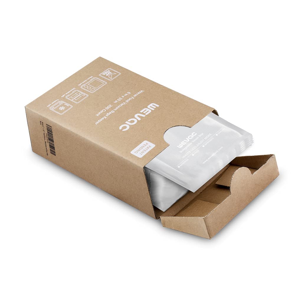 Wevac Vacuum Sealer Bags for Food 6"x10" PreCut Quart 200 Count, with Keeper, Vac Seal bags Ideal for Food Saver, BPA Free, Commercial Grade, Great for storage, meal prep and Sous Vide