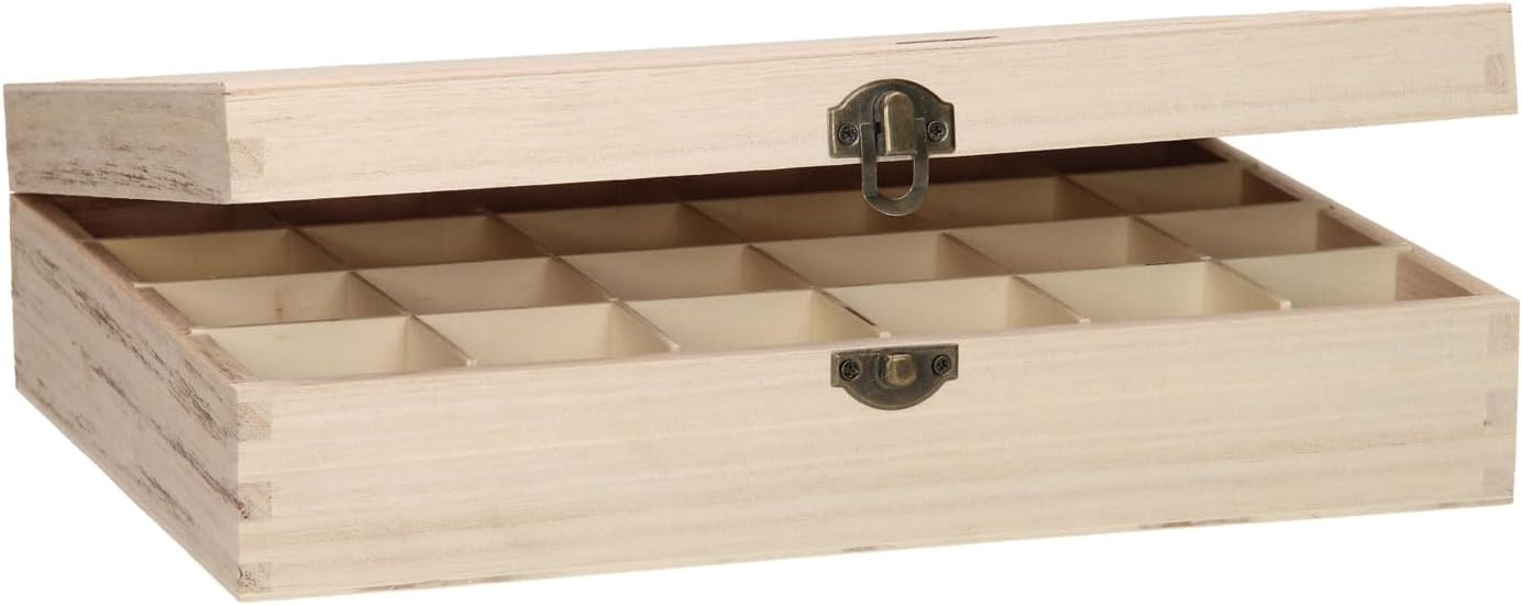 Playwood Wooden Toy Organiser Box with 24 Compartments Natural