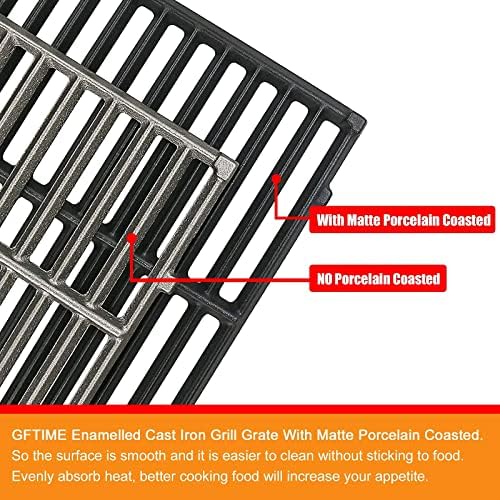 GFTIME 44.5 x 30.3cm Grill Grate 7638 Replacement Parts for Weber Spirit I & II 310, Spirit Classic 300 Series E/S 310, 320 & 330, Spirit 700, Weber 900, Cast Iron Cooking Grate 7639, 7525, 7526, 7527