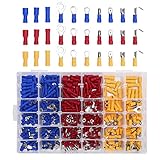 480pcs Wire Terminals Electrical Connectors Crimp Terminals, TAKSDAI Insulated Wiring Terminal Ends Electrical Wire Connectors Crimp Connectors Spade Assortment Kit Set with BONUS Case