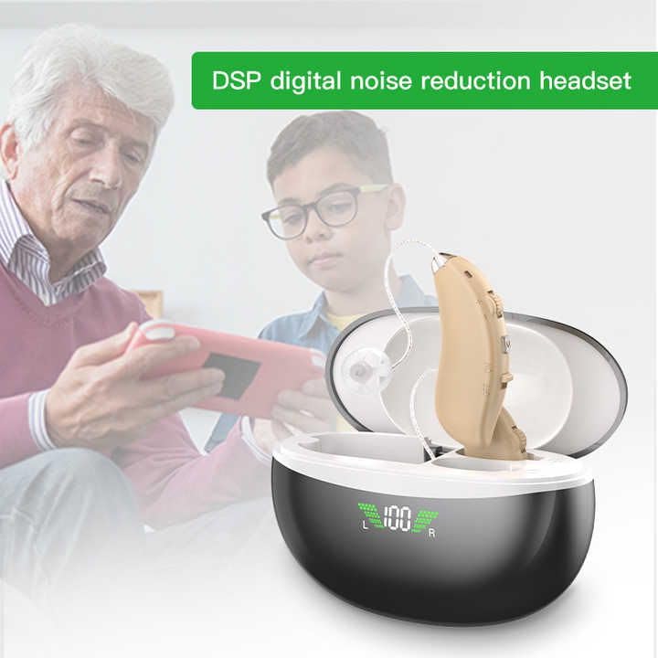 Image of Wireless Hearing AID Rechargeable Ear Hearing Machine for upto 65% Hearing Loss /Bionic Ear Sound Amplifier for Old Age RED & BLUE
