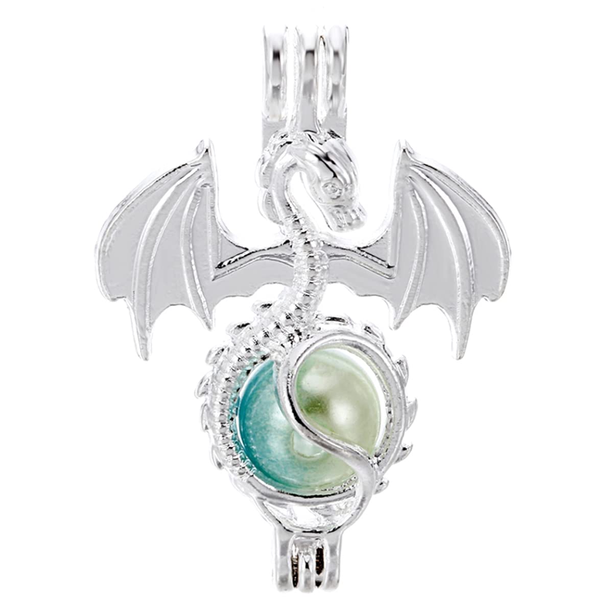 Vie Jeune 10pcs Silver Dragon Pearl Cage Locket Pendants, Essential Oil Diffuser DIY Necklace Bracelet Jewelry Making Craft, Bulk Beads Aromatherapy Diffuser Charms Gifts for Women Girls (Dragon-1)