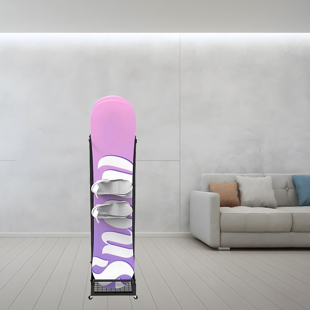 Support De Rangement pour Snowboard En Métal À Plusieurs Étages, Rangement pour Matériel De Ski, Support Pour Skis/planche À Roulettes/scooter, pour Magasins, Supermarchés, Stations De Ski(155x60x120
