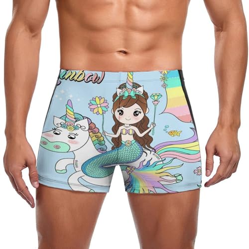 Boxer de bain sirène licorne homme - Short et slip de natation stretch
