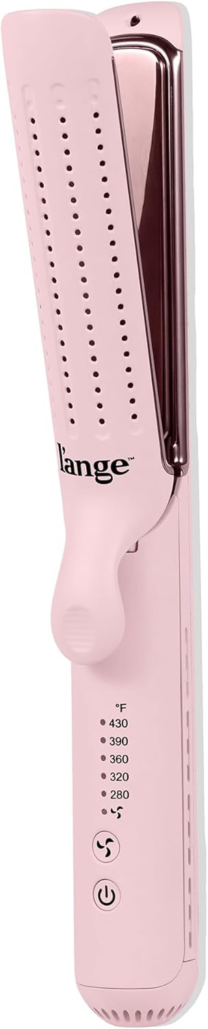 L’ANGE HAIR Le Duo Edge 360° Airflow Titanium Styler Blush | 2-in-1 Flat Iron Straightener & Curling Iron | 1” Wide Titanium Plates with Rounded Corners & Softly Beveled Edges (Blush)