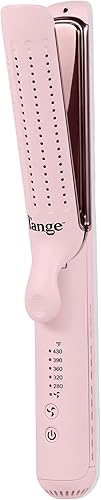 L'ANGE HAIR Le Duo Edge 360 Airflow Titanium Styler Blush  Plancha plana 2 en 1 y rizador  Placas de titanio de 1 pulgada de ancho con esquinas