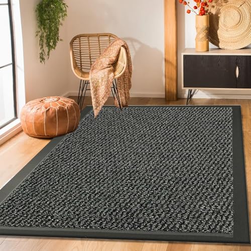 Fit Even Large Door Mat for Outdoor Use - High Traffic Areas Dirt Grabber Kitchen Mat Soft Solid Pattern Waterproof Rubber Backing Anti Slip Floor Mat - 60 x 90 cm, Grey