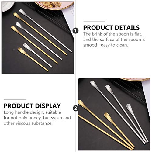 Colher de chá gelado de cabo longo 4 peças da Cabilock Colheres de aço inoxidável para coquetel, mex