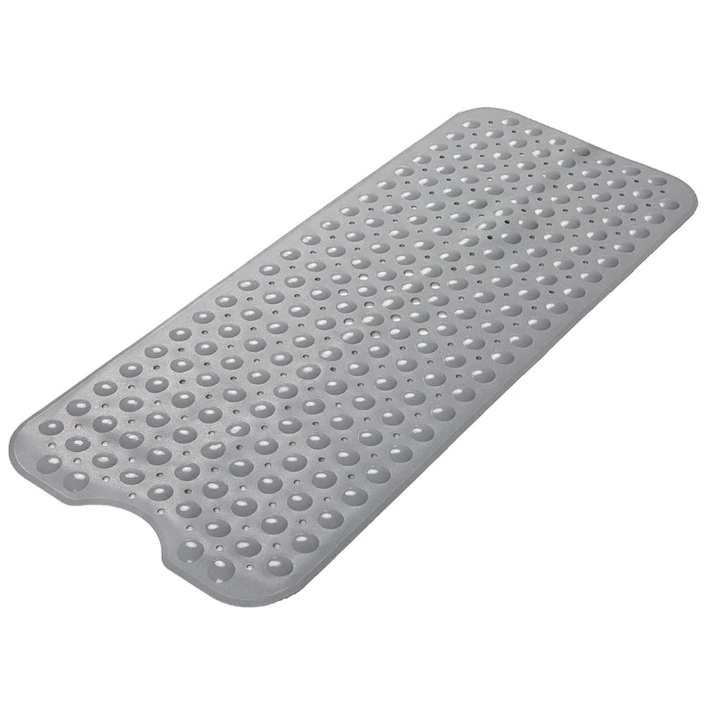 TOMVAES Bath Mat with Strong Suction Cups, Anti-Slip, Non-Slip Surface for Bathtub and Shower, PVC, Grey, Rectangular, 100 x 40 cm