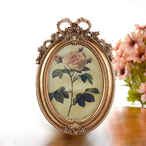 Cisoo Vintage Oval Picture Frame Antique Photo Frame Table Top Display And Wall Hanging Home Decor, Bronze Gold (4X6) #TOP3
