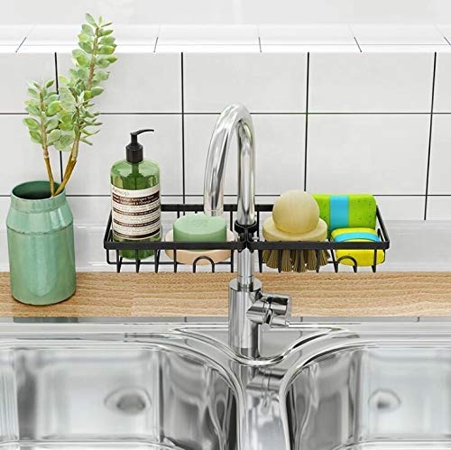 Styxon 2 Pcs Faucet Storage Soap Sponge Dish Hanging Holder Metal Sink Caddy Organizer Drainer Clamp Rack for Kitchen Bathroom Tap Rack - Standard | Metal, Black (2 Pic Soap Sponge Dish) (B098B6S86L) Amazon Price History, Amazon Price Tracker