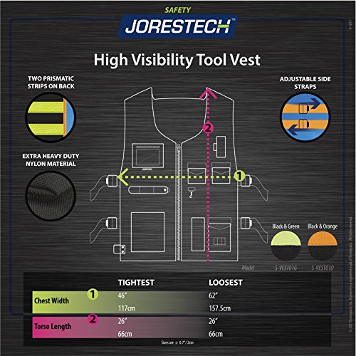 Jorestech High Visibility Tool Vest With Reflective Strips (Orange) #TOP6